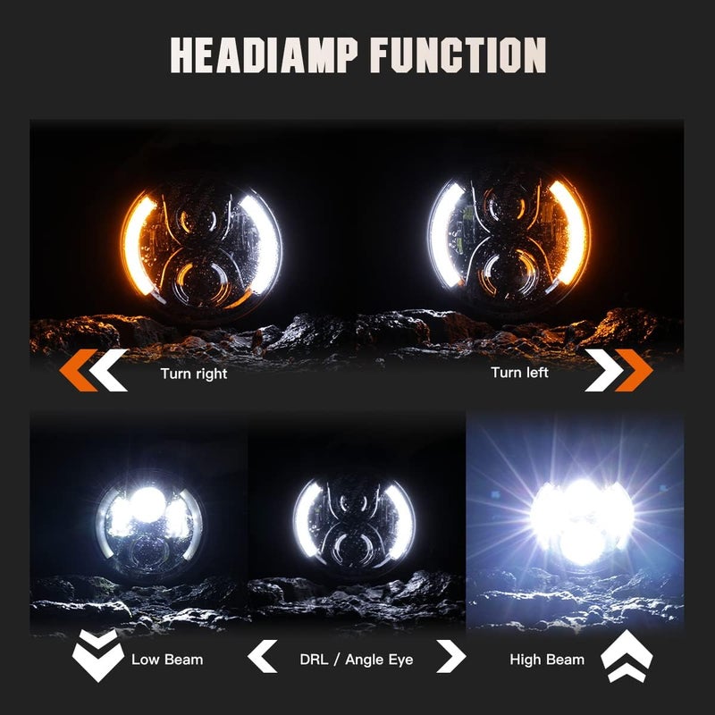LEDOPPO 7 Inch LED Motorcycle Headlight Round with Housing Bucket Turn Signal DRL Hi/Low Beam Headlight for Harley Honda Suzuki Yamaha Kawasaki Cafe Racer Chopper Bobber Motorcycle - Image 2